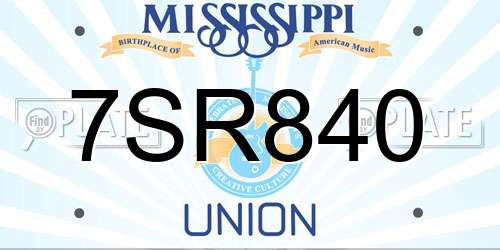 7SR840 Mississippi License Plate