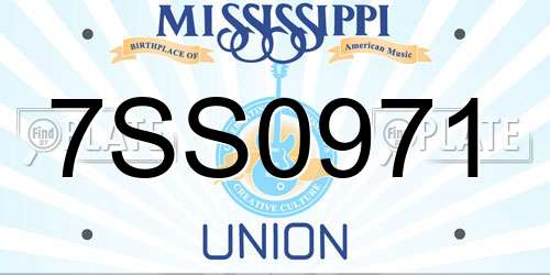 7SS0971 Mississippi License Plate