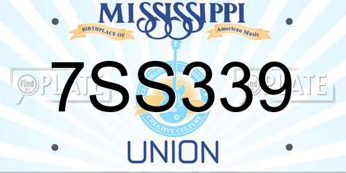 7SS339 Mississippi License Plate