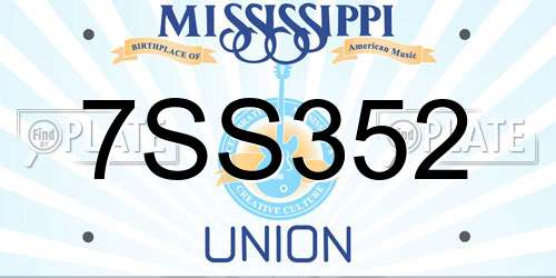 7SS352 Mississippi License Plate