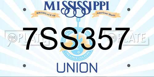7SS357 Mississippi License Plate