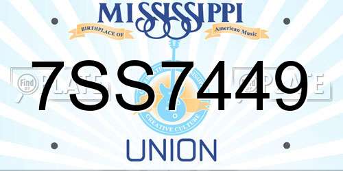 7SS7449 Mississippi License Plate