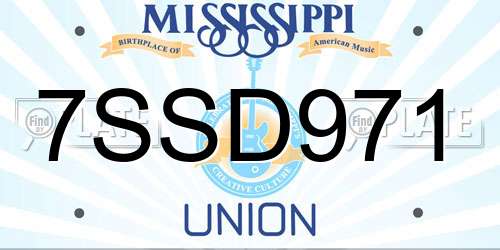 7SSD971 Mississippi License Plate