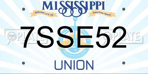 7SSE52 Mississippi License Plate