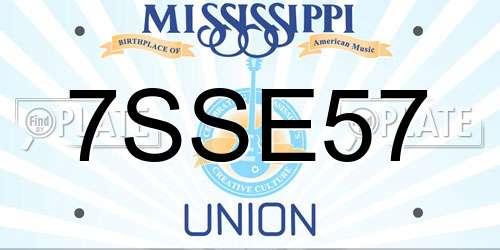 7SSE57 Mississippi License Plate