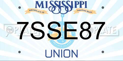 7SSE87 Mississippi License Plate