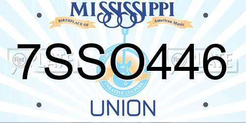 7SSO446 Mississippi License Plate