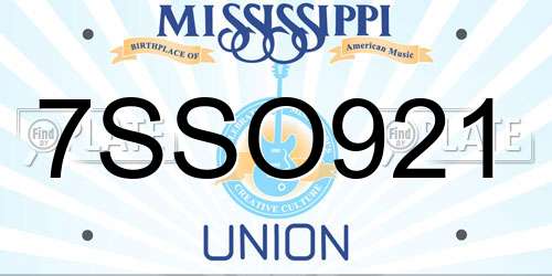 7SSO921 Mississippi License Plate