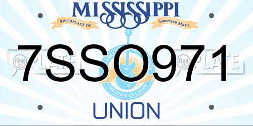 7SSO971 Mississippi License Plate