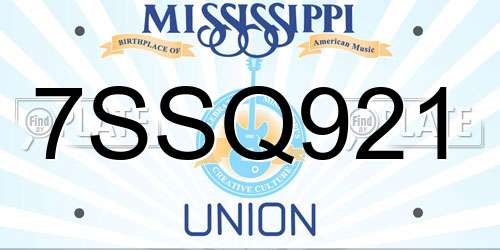 7SSQ921 Mississippi License Plate