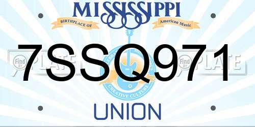 7SSQ971 Mississippi License Plate