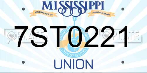 7ST0221 Mississippi License Plate