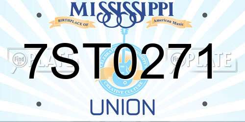 7ST0271 Mississippi License Plate