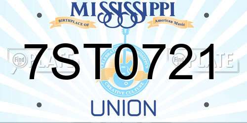7ST0721 Mississippi License Plate