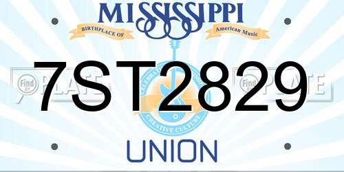 7ST2829 Mississippi License Plate