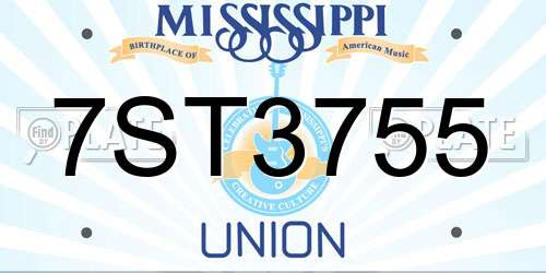 7ST3755 Mississippi License Plate