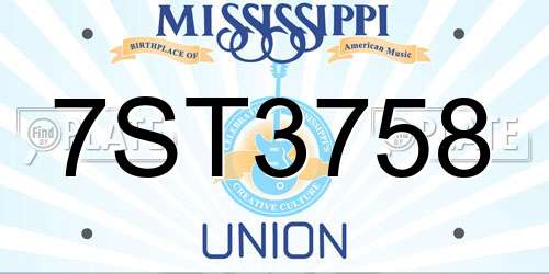 7ST3758 Mississippi License Plate