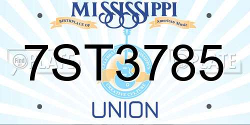 7ST3785 Mississippi License Plate