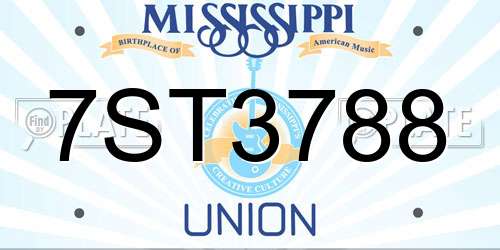 7ST3788 Mississippi License Plate