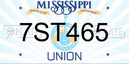 7ST465 Mississippi License Plate