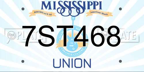 7ST468 Mississippi License Plate