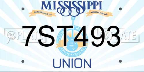 7ST493 Mississippi License Plate
