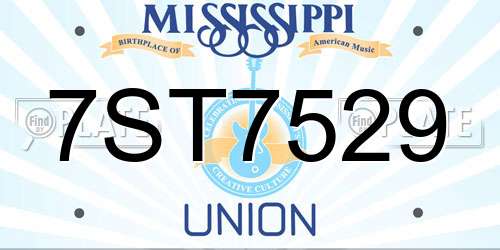 7ST7529 Mississippi License Plate