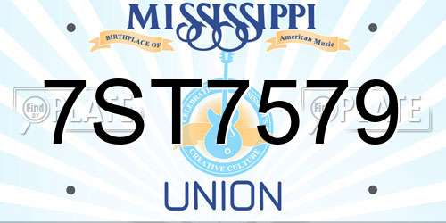 7ST7579 Mississippi License Plate