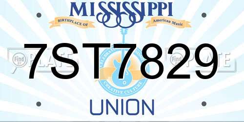 7ST7829 Mississippi License Plate