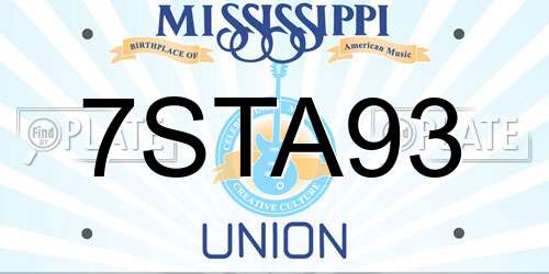 7STA93 Mississippi License Plate