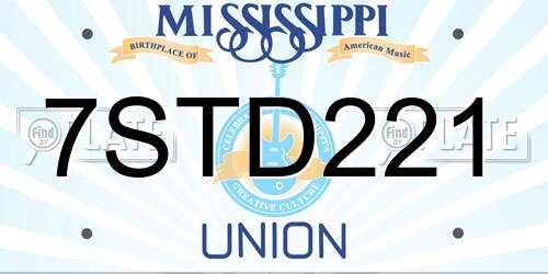 7STD221 Mississippi License Plate