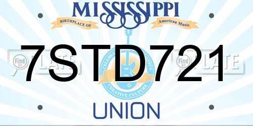 7STD721 Mississippi License Plate