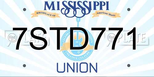 7STD771 Mississippi License Plate