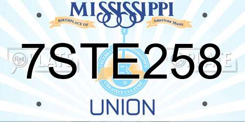 7STE258 Mississippi License Plate
