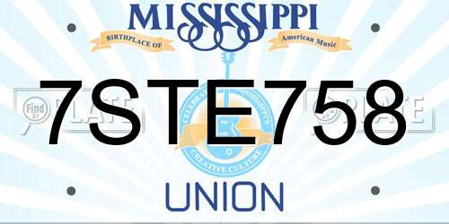 7STE758 Mississippi License Plate