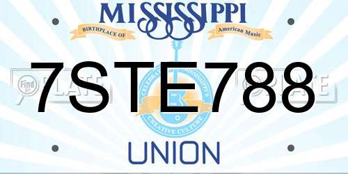 7STE788 Mississippi License Plate