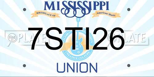 7STI26 Mississippi License Plate
