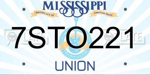 7STO221 Mississippi License Plate
