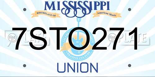 7STO271 Mississippi License Plate