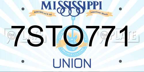 7STO771 Mississippi License Plate