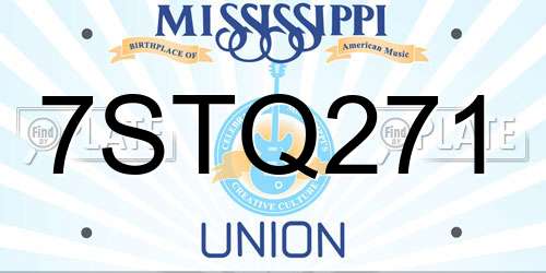 7STQ271 Mississippi License Plate