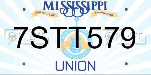 7STT579 Mississippi License Plate