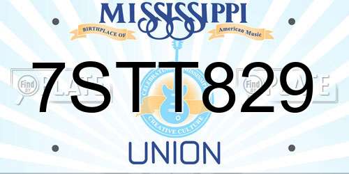 7STT829 Mississippi License Plate