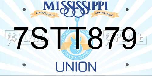 7STT879 Mississippi License Plate