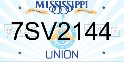 7SV2144 Mississippi License Plate