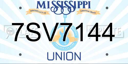 7SV7144 Mississippi License Plate