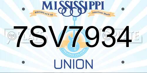 7SV7934 Mississippi License Plate