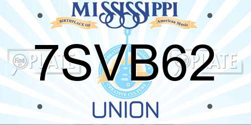 7SVB62 Mississippi License Plate