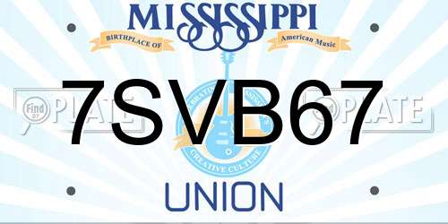 7SVB67 Mississippi License Plate