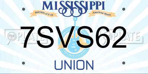 7SVS62 Mississippi License Plate